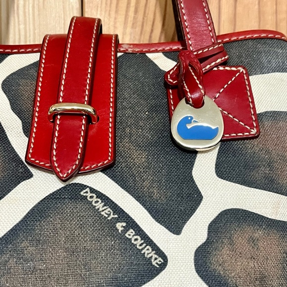 Dooney & Bourke Giraffe Print Satchel – Red Leather Trim, Vintage Style - Picture 3 of 16